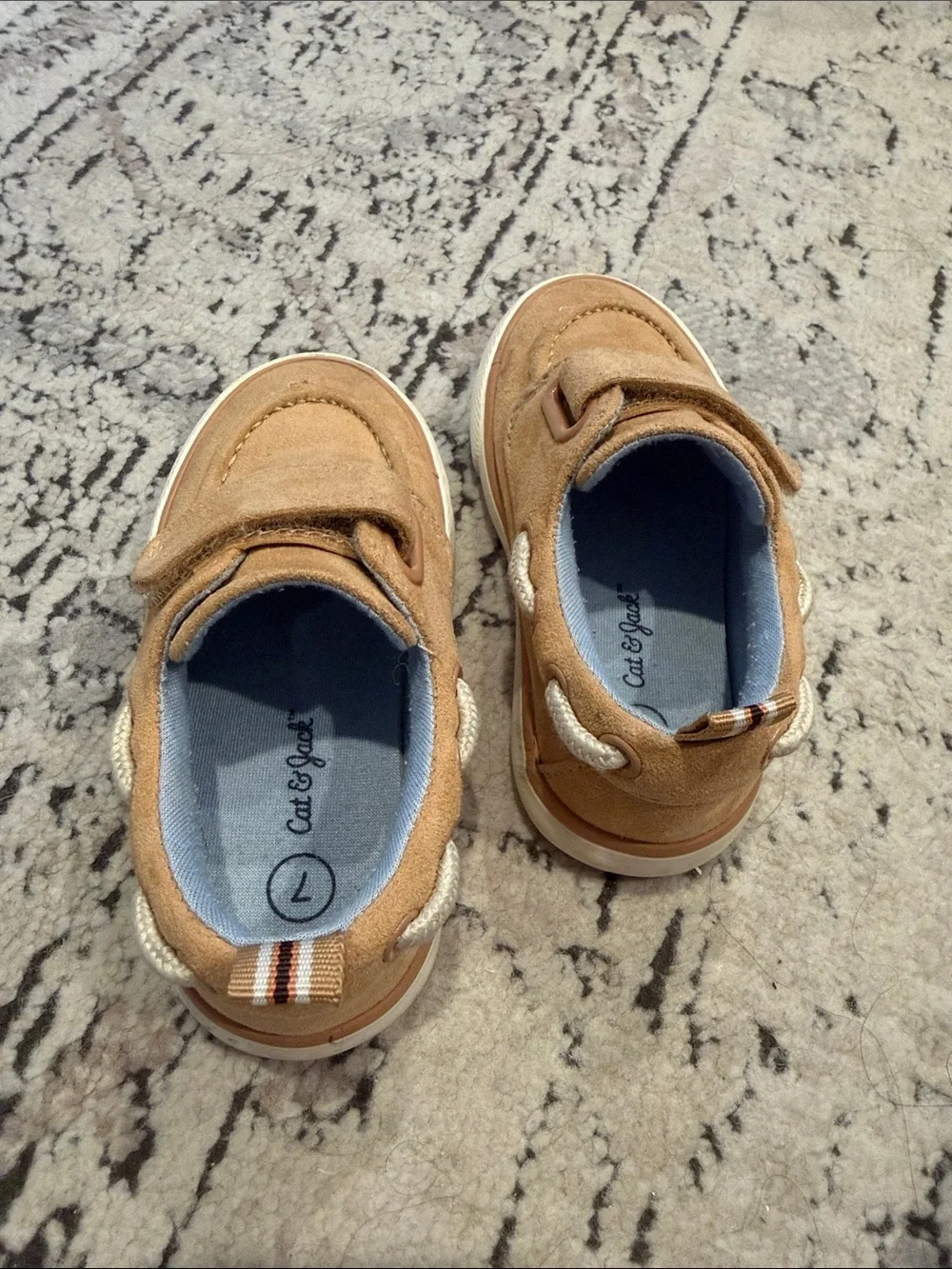 Cat & Jack Toddler Boys Tan Faux Suede Velcro Loafers Sneakers Size 7C